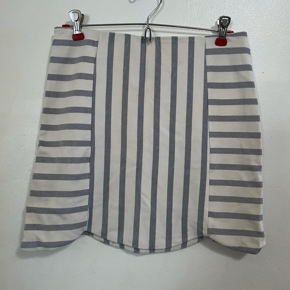 Topshop Navy White Vertical Striped Cotton Mini Skirt – Size 8